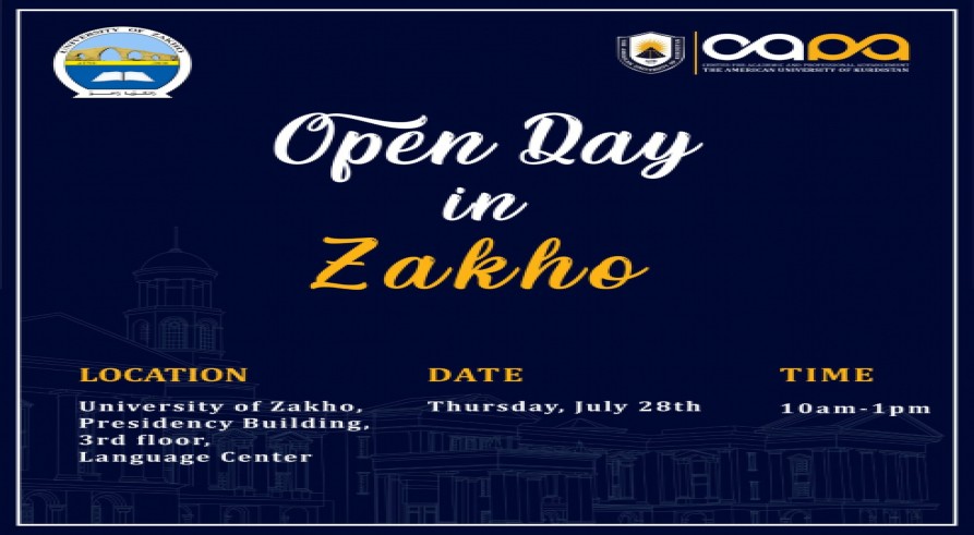 Center for Academic and Professional Advancement (CAPA) at AUK and in collaboration with the University of Zakho is announcing for an ‘Open Day’ event’