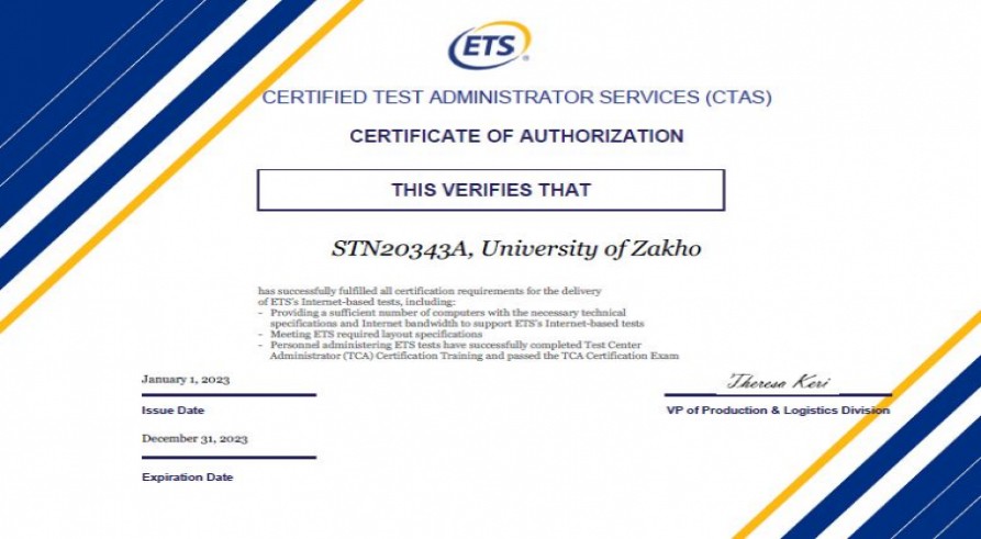 A Certificate of Authorization Was Successfully Granted by ETS