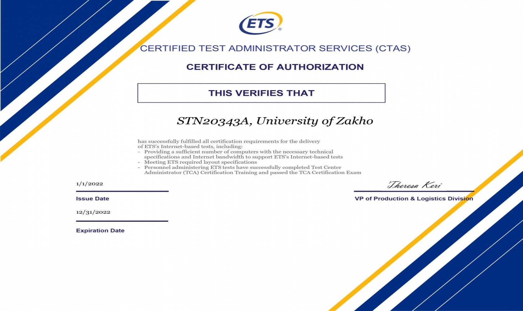 Certificate Of Authorization Was Successfully Granted By ETS